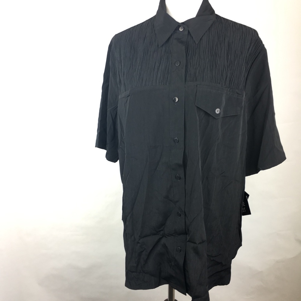 Maggie Sweet NWT Black Collared Button Down Blouse